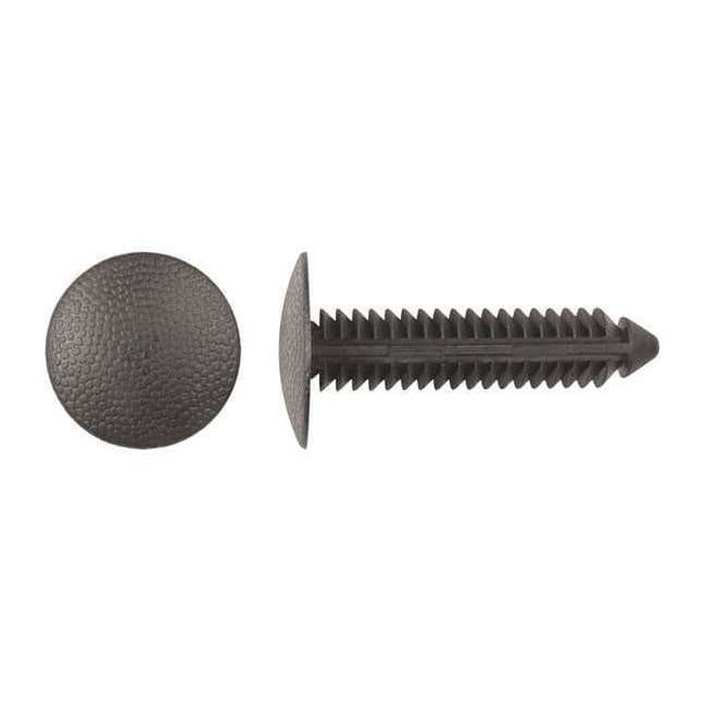 Push-In Rivet, Dome Head, 6 mm Dia., 33 mm L, Nylon Body, 25 PK 10568PK