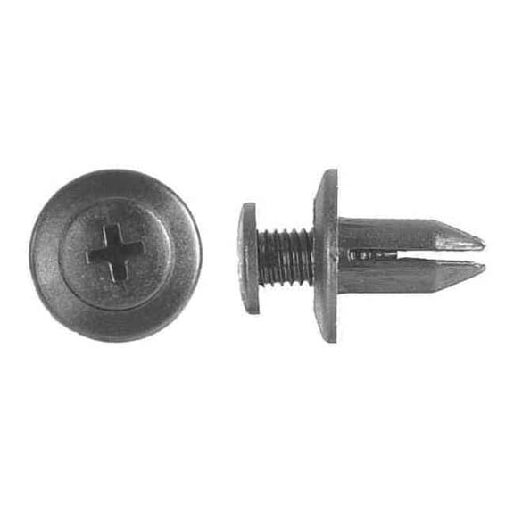 Push-In Rivet, Dome Head, 7 mm Dia., 12 mm L, Nylon Body, 15 PK 1603PK