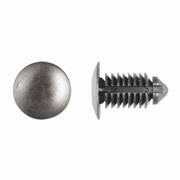 Push-In Rivet, Dome Head, 9 mm Dia., 19.5 mm L, Nylon Body, 50 PK
