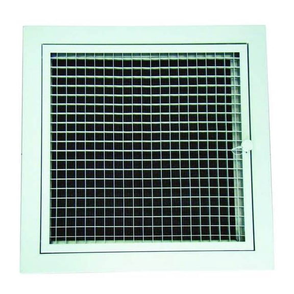 Perforated Return Air Grille, 22 in W x 22 in H Opening, White, Aluminum, One-Way, Surface Mount