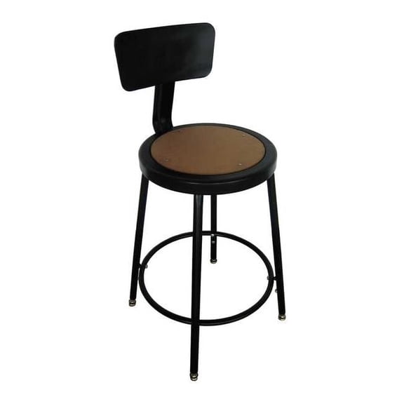 Manufacturer Varies Round Stool with Backrest, Height 24" to 33"Black 5NWH5