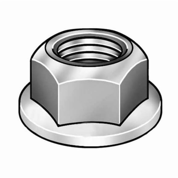 Serrated Lock Nut, 3/8"-16, Steel, Grade 2, Zinc Plated, 15/64 in Ht, 100 PK