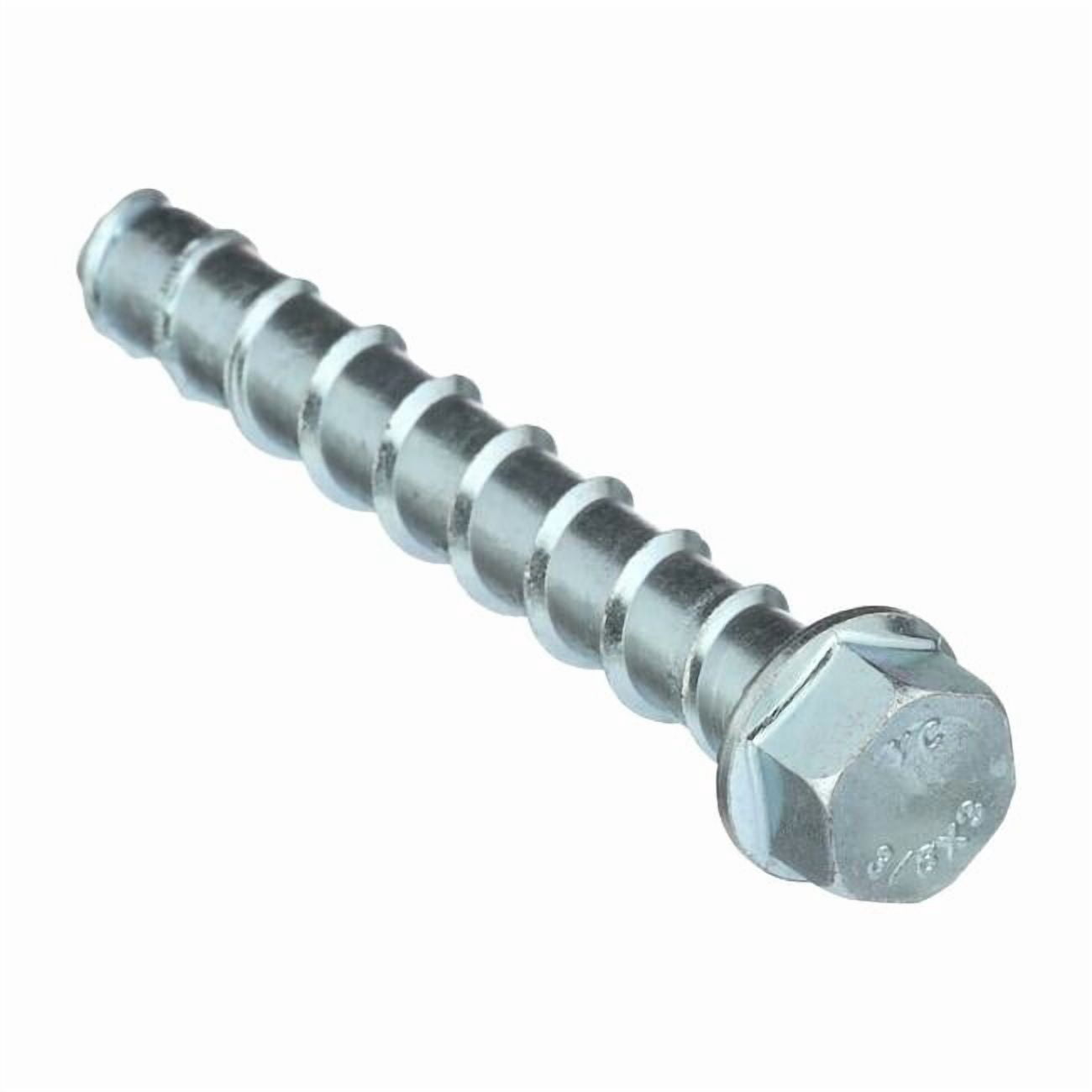 Concrete Screw, 3/8" Dia., Hex, 3" L, Steel Zinc Plated, 50 PK