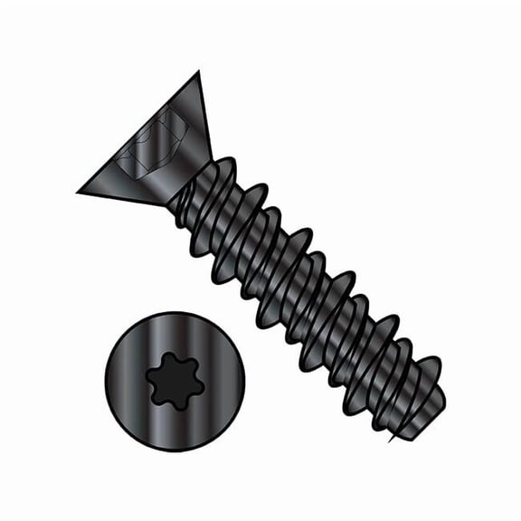 Self-Drilling Screw, 1/4"-15 x 1 in, Black Oxide Steel Flat Head Torx Drive, 3000 PK