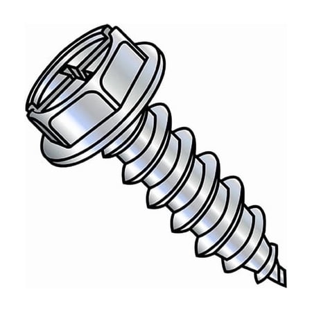 Self-Drilling Screw, #10-16 x 1 in, Zinc Plated Steel Flange Hex Head External Hex Drive, 4000 PK