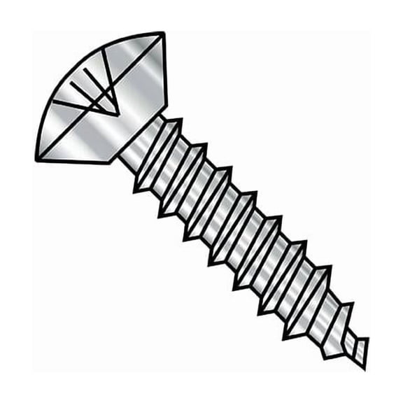 Self-Drilling Screw, #12-11 x 1/2 in, Plain 18-8 Stainless Steel Oval Head Phillips Drive, 2000 PK
