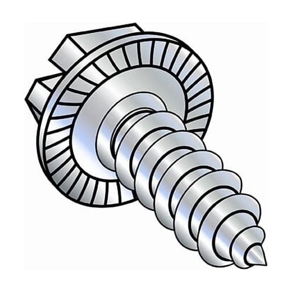 Self-Drilling Screw, #12-14 x 1 in, Zinc Plated Steel Flange Hex Head External Hex Drive, 3000 PK