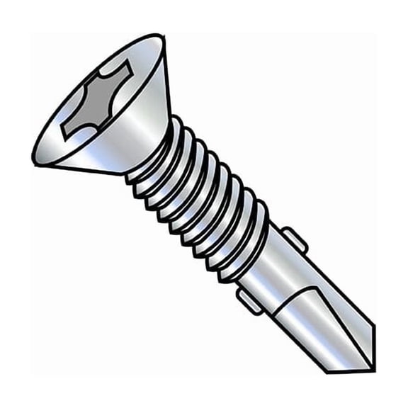 Self-Drilling Screw, #12-24 x 2-3/4 in, Zinc Plated Steel Flat Head Phillips Drive, 1000 PK