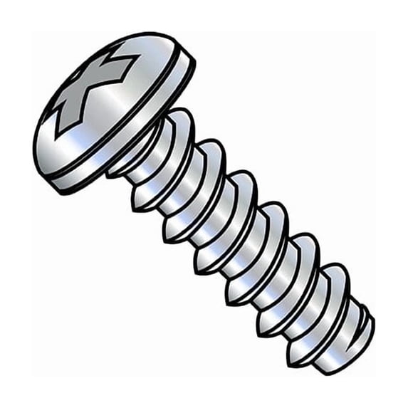 Sheet Metal Screw, #2-32 x 3/16 in, Zinc Plated Steel Pan Head Phillips Drive, 10000 PK