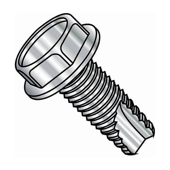 Thread Cutting Screw, 3/8"-16 x 1-1/2 in, Plain 18-8 Stainless Steel Hex Head Hex Drive, 250 PK