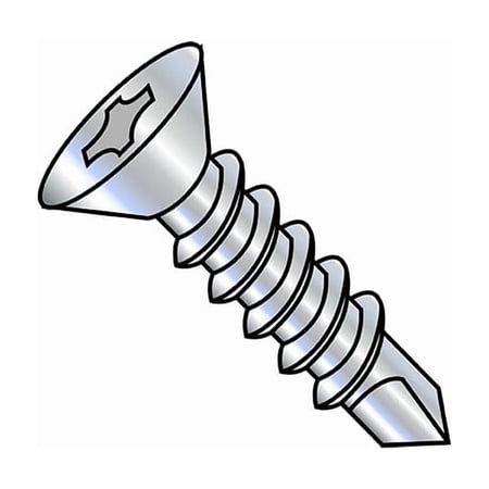 Self-Drilling Screw, #4-24 x 5/8 in, Zinc Plated Steel Flat Head Phillips Drive, 10000 PK