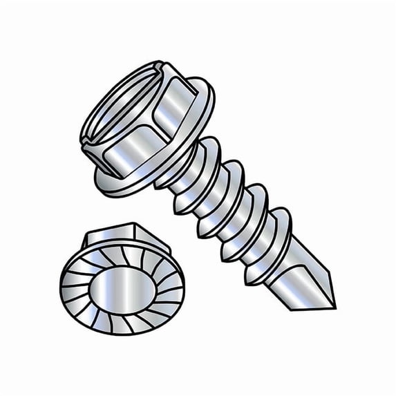 Self-Drilling Screw, 5/16"-12 x 1 in, Zinc Plated Steel Flange Hex Head External Hex Drive, 1000 PK