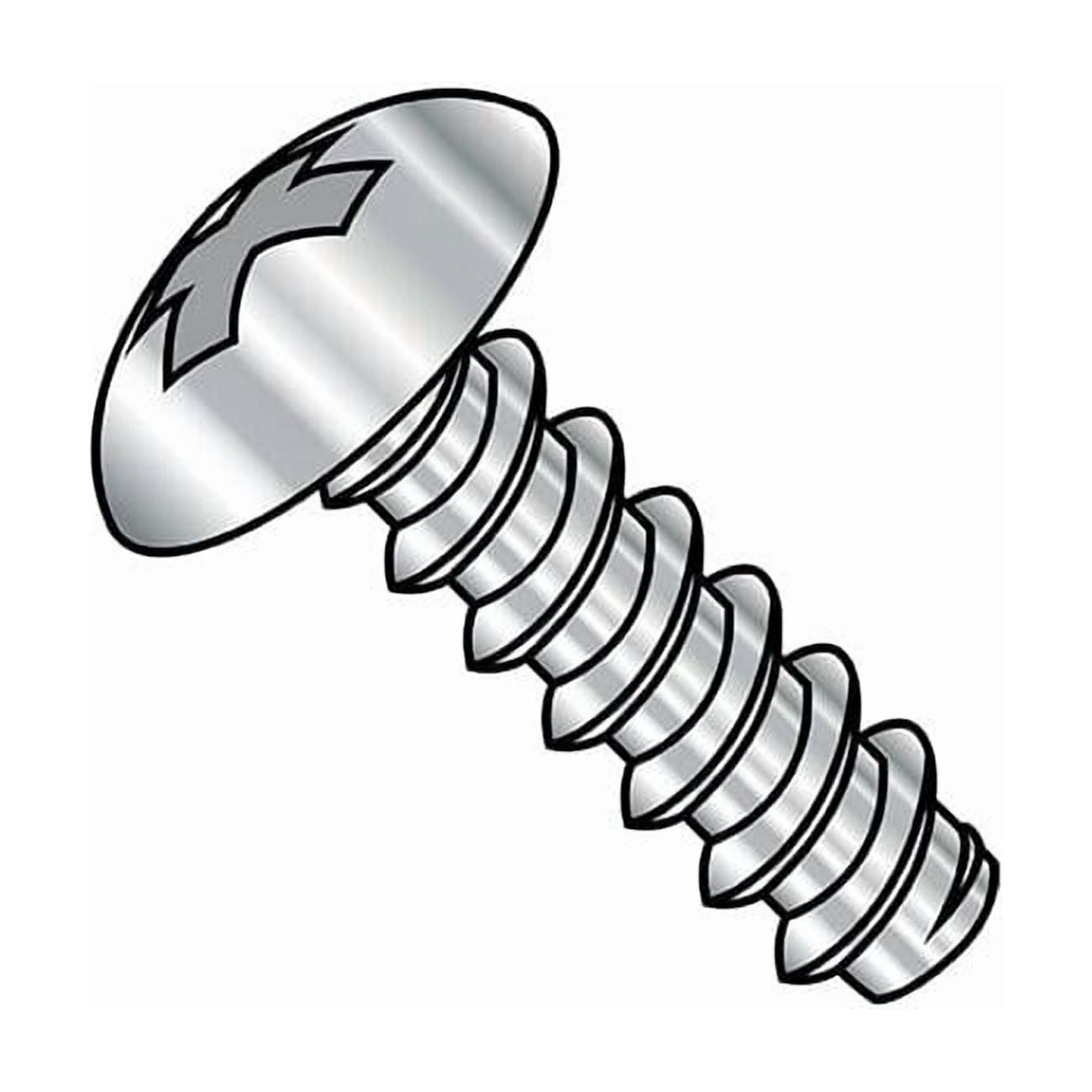 Self-Drilling Screw, #6-20 x 1/4 in, Plain 18-8 Stainless Steel Truss Head Phillips Drive, 5000 PK