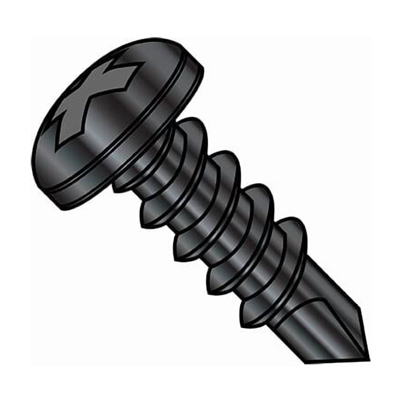 Self-Drilling Screw, #6-20 x 1 in, Zinc Black Steel Pan Head Phillips Drive, 10000 PK