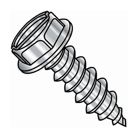 Self-Drilling Screw, #6-20 x 1 in, Plain 18-8 Stainless Steel Flange Hex Head External Hex Drive