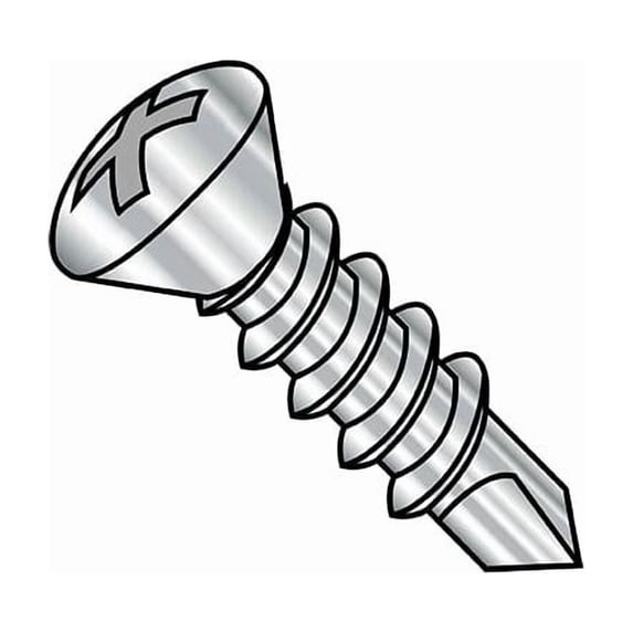 Self-Drilling Screw, #6-20 x 5/8 in, Plain 18-8 Stainless Steel Oval Head Phillips Drive, 5000 PK