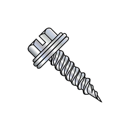 Self-Drilling Screw, #8-15 x 1 in, Zinc Plated Steel Flange Hex Head External Hex Drive, 1000 PK