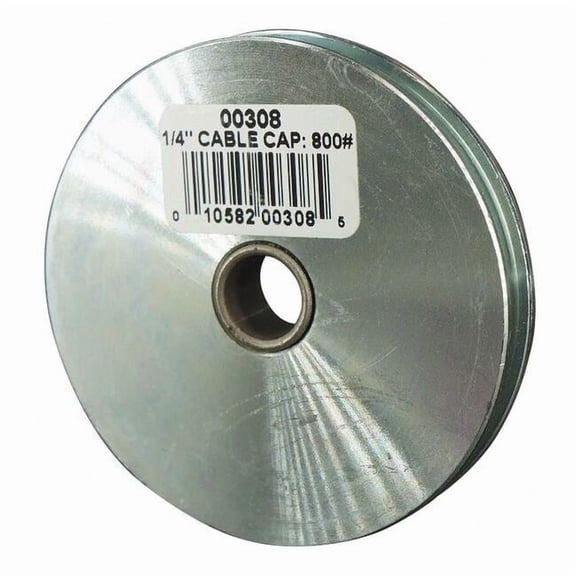 Sheave, Wire Rope, 1/4 in Max Cable Size, 800 lb Max Load, Zinc Plated 4JX62