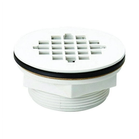 Manufacturer Varies Shower Drain, Compression, PVC, White Grid 133-101