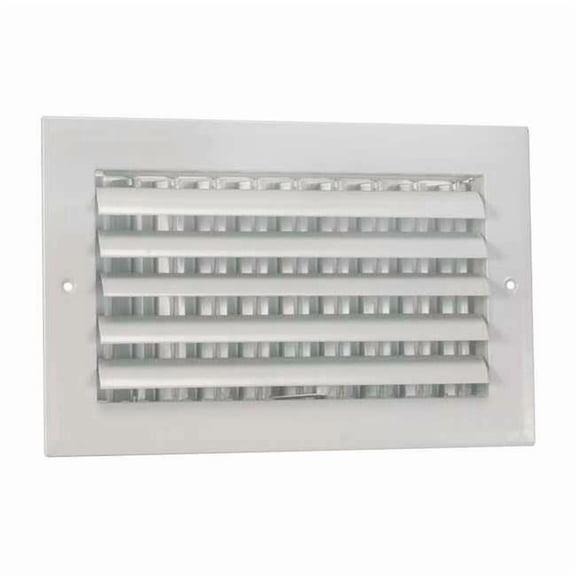 Sidewall/Ceiling Register, 5-3/8 in W x 11-3/4 in H Opening, White, Aluminum, One-Way, Surface Mount