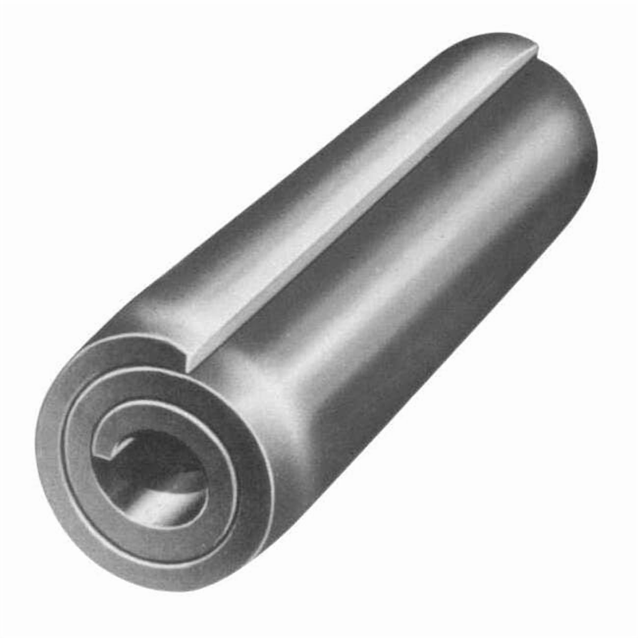 Coiled Spring Pin, 1/4 in Outside Dia, 1-1/4 in L, Stainless Steel, 10 PK
