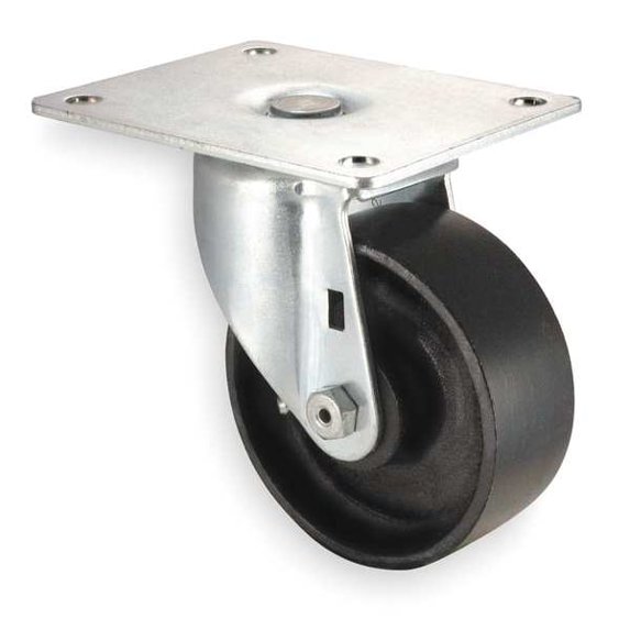 Swivel Plate Caster,Cast Iron,4 in,450 lb,D 1UKW9