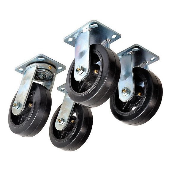 Manufacturer Varies Plate Caster Kit,Rubber,6",2400 lb., PK4 5PKH8