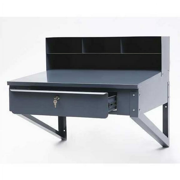 Manufacturer Varies Stationary Wall Mount Desk,37 1/2"H,Gray 1W952