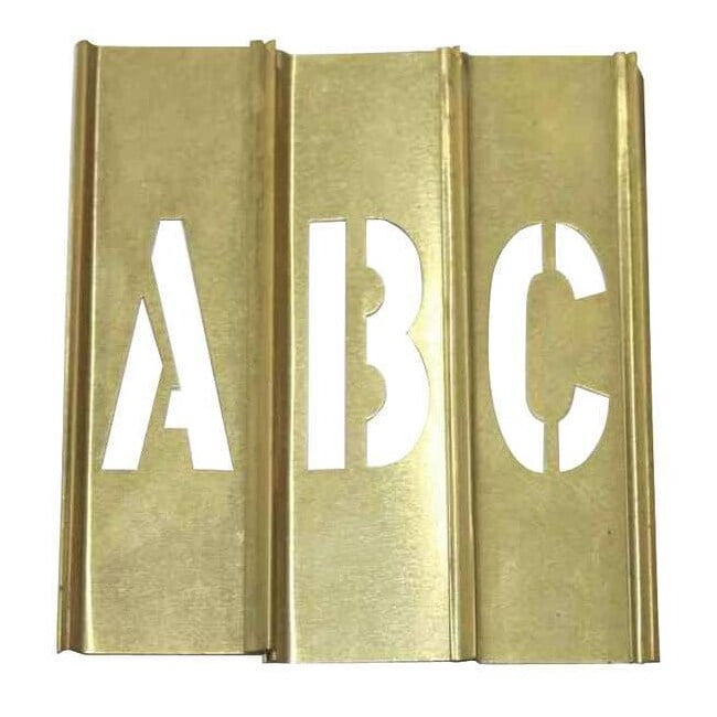 Stencil Kit, Letter Set, A Thru Z, Punctuation, 2 in Character Height, Not Applicable Font, Brass