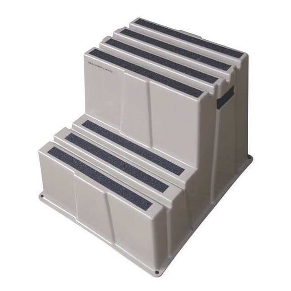 Box Step, 2 Steps, 500 lb Load Capacity, 19 3/4 in Overall Height, Plastic, Gray