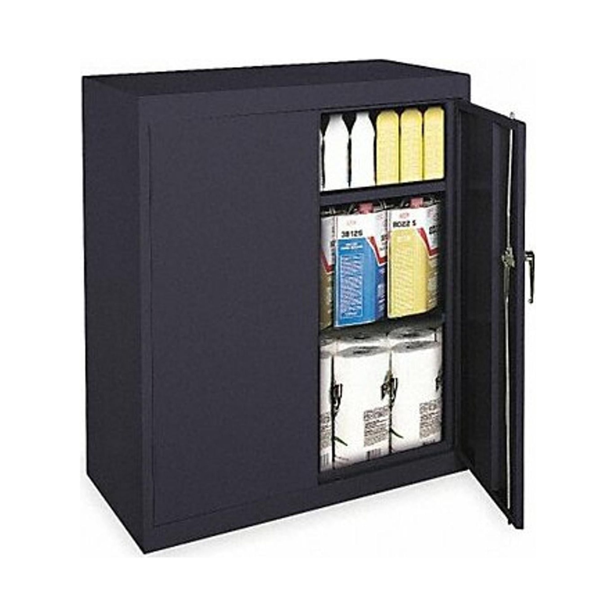 Black Steel Lockable Office Cabinet with Adjustable Shelving