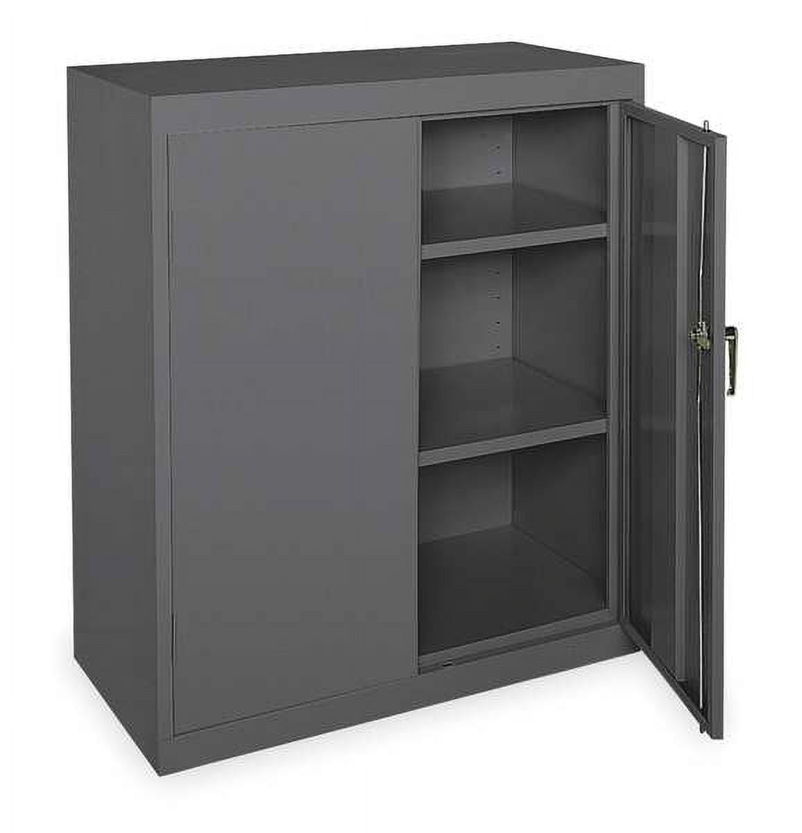 Gray Steel Lockable Office Cabinet with Adjustable Shelving