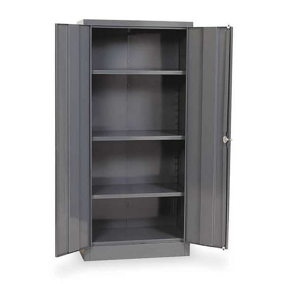 Stationary Storage Cabinet, 24 Gauge Steel, 66 in H x 30 in W x 15 in D, Gray