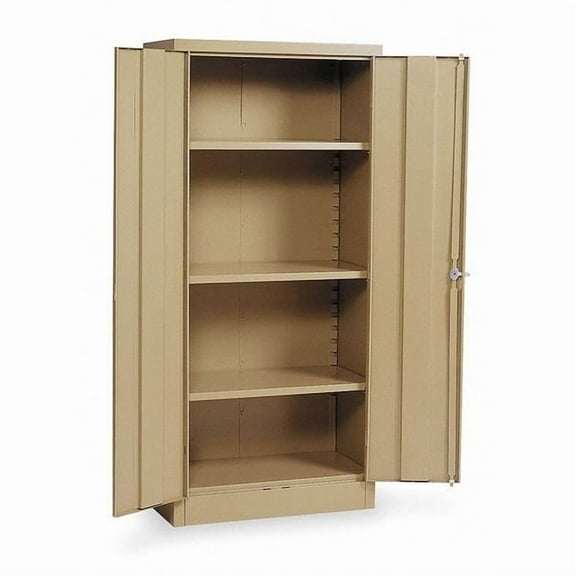 Stationary Storage Cabinet, 24 Gauge Steel, 66 in H x 30 in W x 15 in D, Tan