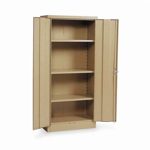 Stationary Storage Cabinet, 24 Gauge Steel, 66 in H x 30 in W x 15 in D, Tan