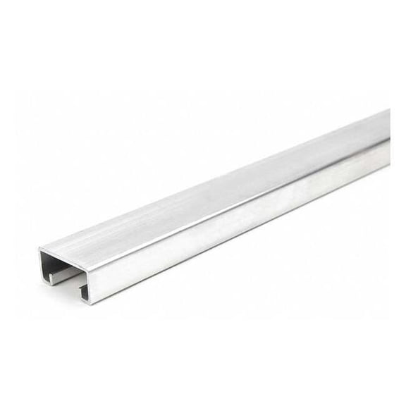 Single Channel Strut, Solid, Aluminum, Plain, None Hole Size, Silver