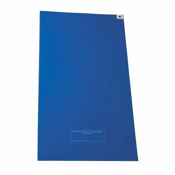 Tacky Floor Mat, Polyethylene, 1.5 mil Thick, 36 in W x 45 in L, Blue, 30, 4 PK