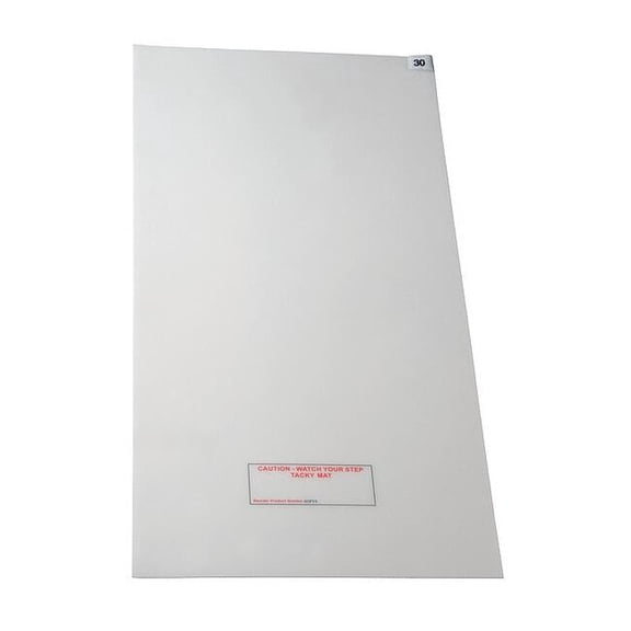 Tacky Floor Mat, Polyethylene, 1.5 mil Thick, 18 in W x 45 in L, White, 30, 4 PK