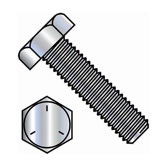 Grade 5, 7/16"-20 Hex Head Tap Bolt, Zinc Plated Steel, 1-3/4 in L, 300 PK