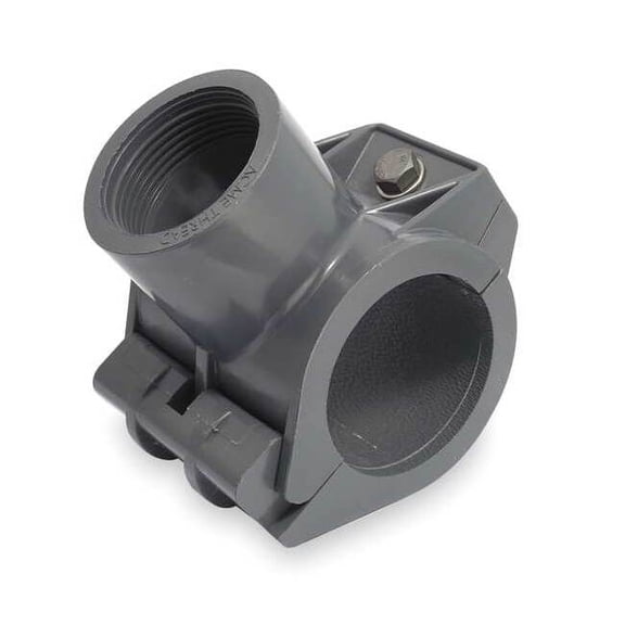 PVC Tee with Saddle Tap, Female Acme, 4 in x 1 1/2 in Pipe Size