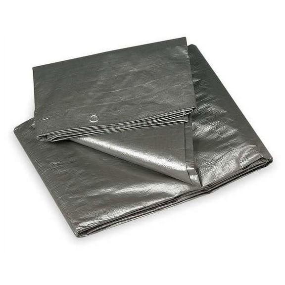 Heavy Duty Tarp, 9 ft 6 in x 11 ft 4 in, 10.5 Mil, Silver, Polyethylene