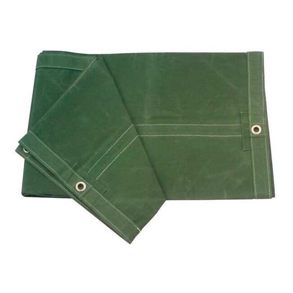 Heavy Duty Tarp, 5 ft 6 in x 9 ft 6 in, 30 Mil, Olive Green, Cotton Canvas