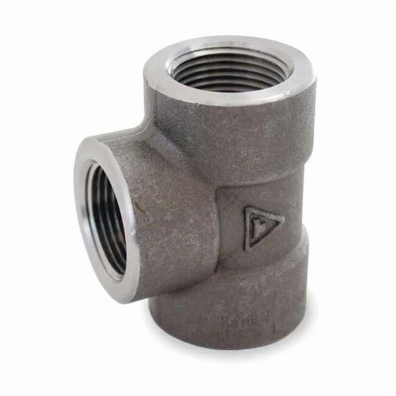 Tee Tee, 1/2" Pipe, FNPT, Black Forged Steel, Class 3000 1MMX9