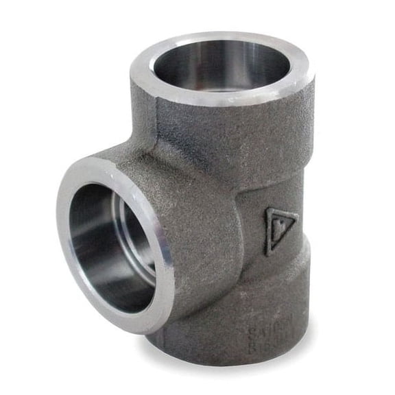 Tee Tee, 1" Pipe, Socket Weld, Black Forged Steel, Class 3000