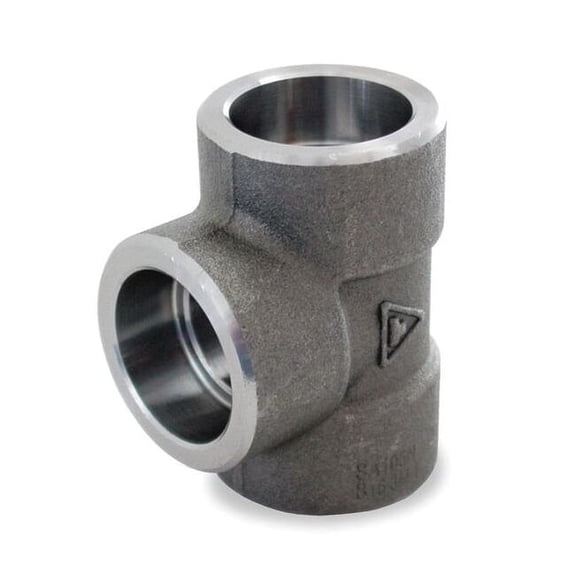 Tee Tee, 1" Pipe, Socket Weld, Black Forged Steel, Class 3000