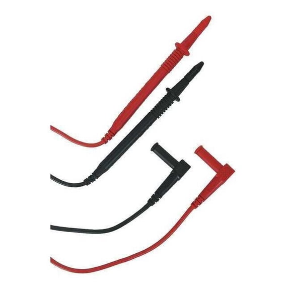 Test Probe Lead, CAT III 1000V, Shrouded Banana Plug, 4 ft., Double Insulation, Black, Red