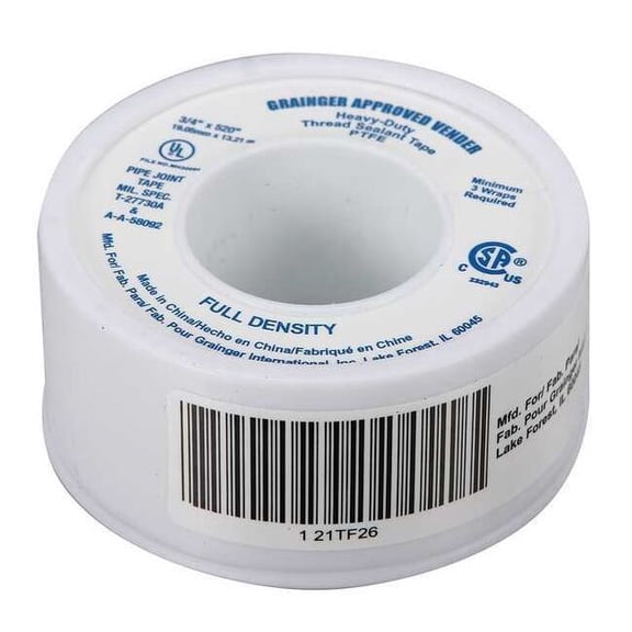 Manufacturer Varies Thread Sealant Tape,3/4" W,White 21TF26