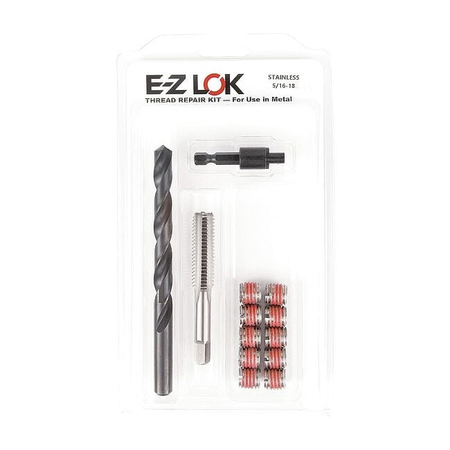 Thread Repair Kit, Self Locking Thread Inserts, 18-8 Stainless Steel, 10 Inserts