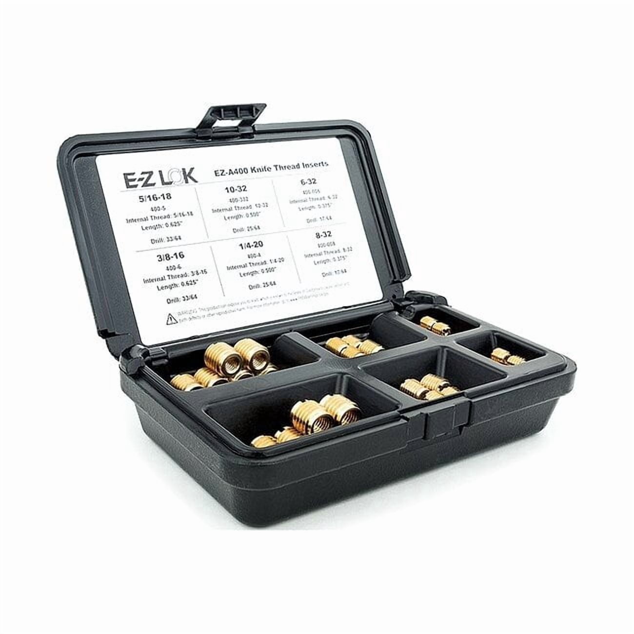 E-Z LOK EZ-A400 Threaded Inserts for Wood; Assortment Kit; Brass, Plain