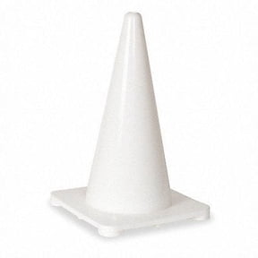 Traffic Cone, Polyethylene, Non-Reflective, 18 in Height, 1.5 lb, White 1YBW7